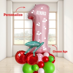 Cherry Airfill PERSONALIZED Name & Age Balloon Column Kit
